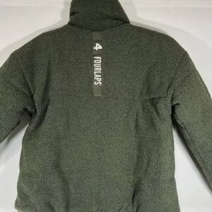 Fourlaps Polar Quilted Sherpa Jacket Bomber Thyme / White Reversible Medium NWT